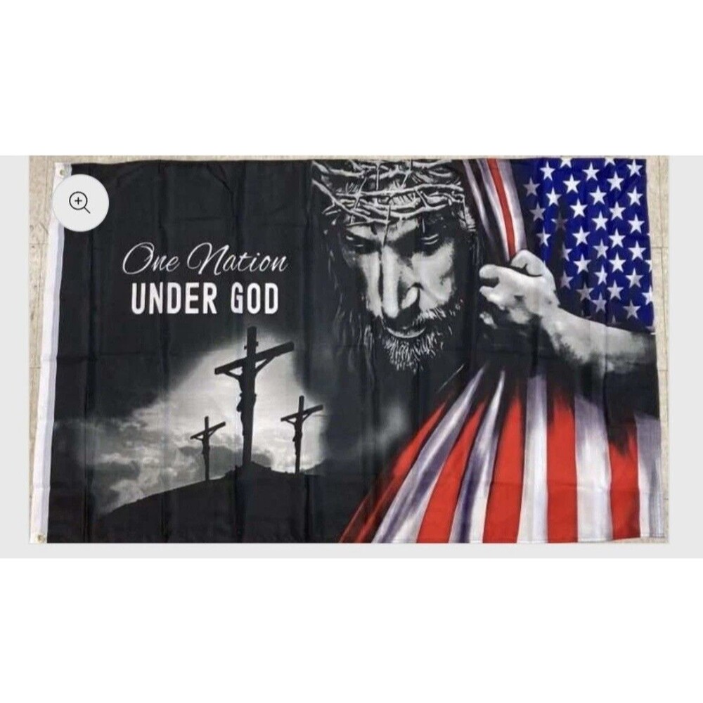 3' x 5' One Nation UNDER GOD Jesus With Crown Of Thorns American Flag Yard Flag
